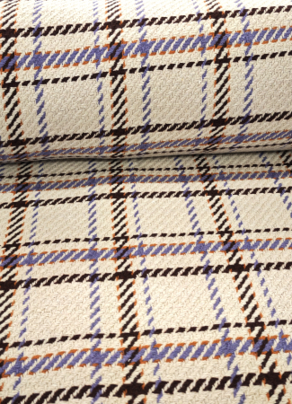 Mantelstoff - karo Check - beige - flieder - orange